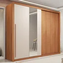 Ver imagem 1 de Guarda-Roupa Casal 2 Portas Ripado com Espelho Suburban Yescasa Freijo Off White