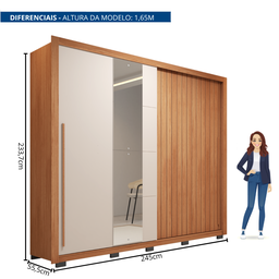 Guarda-roupa Casal Ripado com Espelhos 2 Portas e 4 Gavetas Suburban Espresso Móveis - 10