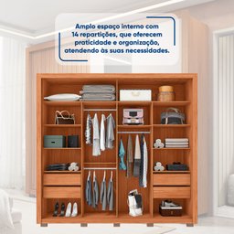 Guarda-roupa Casal Ripado com Espelhos 2 Portas e 4 Gavetas Suburban Gold Espresso Móveis 100% MDF - 6