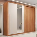 Ver imagem 2 de Guarda-roupa Casal Ripado com Espelhos 2 Portas e 4 Gavetas Suburban Gold Espresso Móveis