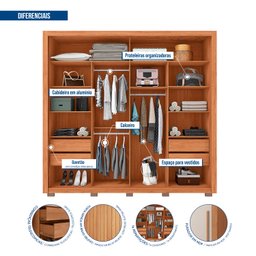 Guarda-roupa Casal Ripado com Espelhos 2 Portas e 4 Gavetas Suburban Gold Espresso Móveis - 5 Guarda-roupa Casal Ripado com Espelhos 2 Portas e 4 Gavetas Suburban Gold Espresso Móveis - 5