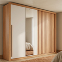 Ver imagem 1 de Guarda-Roupa Casal 2 Portas Ripado com Espelho Suburban Freijo Off White