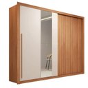 Ver imagem 3 de Guarda-Roupa Casal 2 Portas Ripado com Espelho Suburban Yescasa Freijo Off White