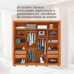 Guarda-roupa Casal Ripado com Espelhos 2 Portas e 4 Gavetas Suburban Espresso Móveis - 7