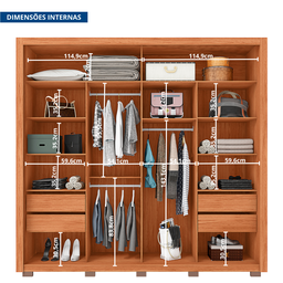 Guarda-roupa Casal Ripado com Espelhos 2 Portas e 4 Gavetas Suburban Gold Espresso Móveis 100% MDF - 7