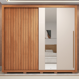 Guarda-roupa Casal Ripado com Espelhos 2 Portas e 4 Gavetas Suburban Gold Espresso Móveis 100% MDF - 3