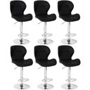 Ver imagem 1 de Kit 06 Banquetas Slim Estofada Giratória com Regulagem de Altura - Preto Preto
