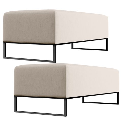 Kit 02 Puffs Decorativo Sala de Estar Bali W01 Base Ferro 120x50 cm Linho Cru - Lyam Decor