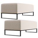 Ver imagem 1 de Kit 02 Puffs Decorativo Sala de Estar Bali W01 Base Ferro 120x50 cm Linho Cru - Lyam Decor
