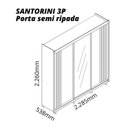 Ver imagem 5 de Guarda-Roupa Casal 3 Portas com Espelho com Pés Santorini Ripado 100% MDF