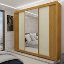 Ver imagem 1 de Guarda-Roupa Casal 3 Portas com Espelho com Pés Santorini Ripado 100% MDF
