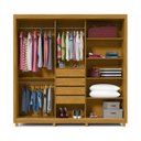 Ver imagem 3 de Guarda-Roupa Casal 3 Portas com Espelho com Pés Santorini Ripado 100% MDF