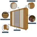 Ver imagem 6 de Guarda-Roupa Casal 3 Portas com Espelho com Pés Santorini Ripado 100% MDF
