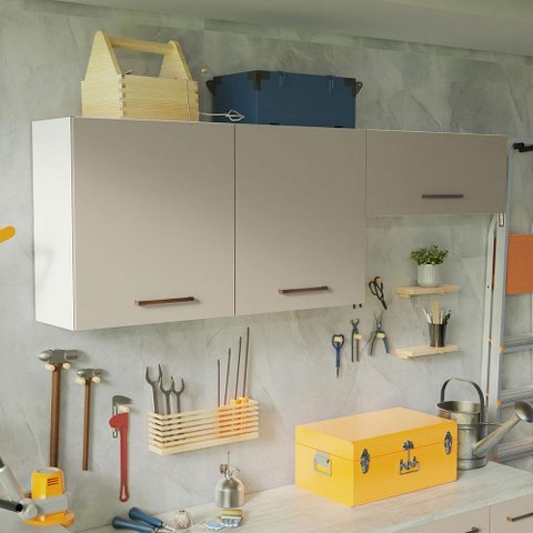 Kit com 2 Armários Aéreos Multiuso 3 Portas Agata Madesa