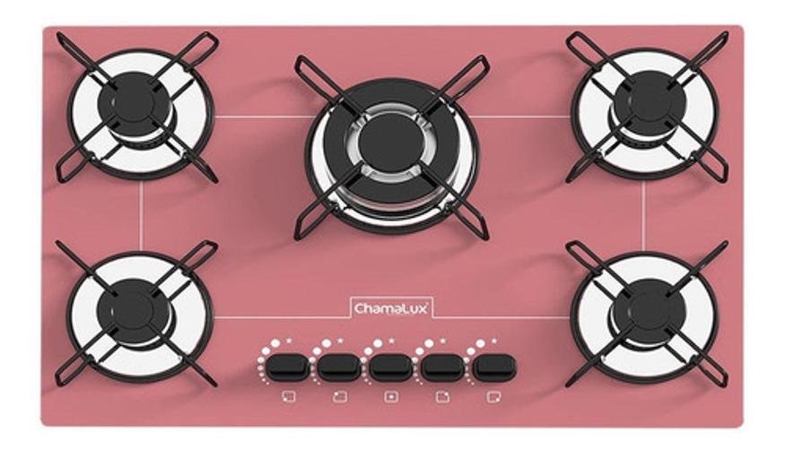 Fogão Cooktop Chamalux 5 Bocas Tripla Chama Rosa 110v/220v - 2