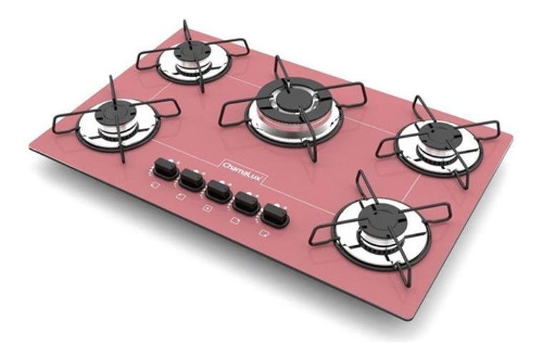 Fogão Cooktop Chamalux 5 Bocas Tripla Chama Rosa 110v/220v