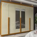 Ver imagem 1 de Guarda-Roupa Casal 6 Portas com Espelho com Pés Imperatriz 100% MDF Yescasa Marrom/Marrome/Off White