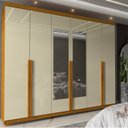Ver imagem 1 de Guarda-Roupa Casal 6 Portas com Espelho com Pés Imperatriz 100% MDF Yescasa Marrom/Marrome/Off White