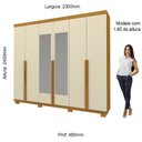 Ver imagem 5 de Guarda-Roupa Casal 6 Portas com Espelho com Pés Imperatriz 100% MDF Yescasa Marrom/Marrome/Off White