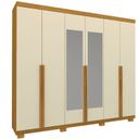 Ver imagem 3 de Guarda-Roupa Casal 6 Portas com Espelho com Pés Imperatriz 100% MDF Yescasa Marrom/Marrome/Off White