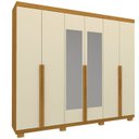 Ver imagem 3 de Guarda-Roupa Casal 6 Portas com Espelho com Pés Imperatriz 100% MDF Yescasa Marrom/Marrome/Off White