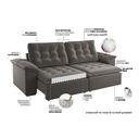 Ver imagem 5 de Sofá Retrátil e Reclinável 4 Lugares 250cm Veludo Detroit