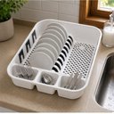 Ver imagem 7 de Escorredor Loucas Pratos Talheres Plastico Multiuso Organizador Pia Utensilios Bpa Free Compacto Lux