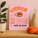 Ver imagem 2 de Placa MDF Motivacional Vença Seus Medos Parede Moderna A4