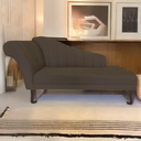 Ver imagem 2 de Recamier Divã para Sala Cecilia Pés Retro Tabaco 1.60cm Suede Marrom - Incasa Decor
