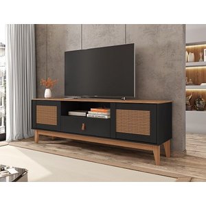 Rack Esmeralda 1.60 Preto/noce - Casa D Móveis