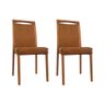 Kit 2 Cadeiras de Jantar Estofadas Jade Corino Caramelo Base Madeira Maciça Mel - 2