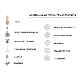 Moedor e Extrusor Pro Elétrico Boca 8 Branco 1/3 Cv 127v Anodilar - 5