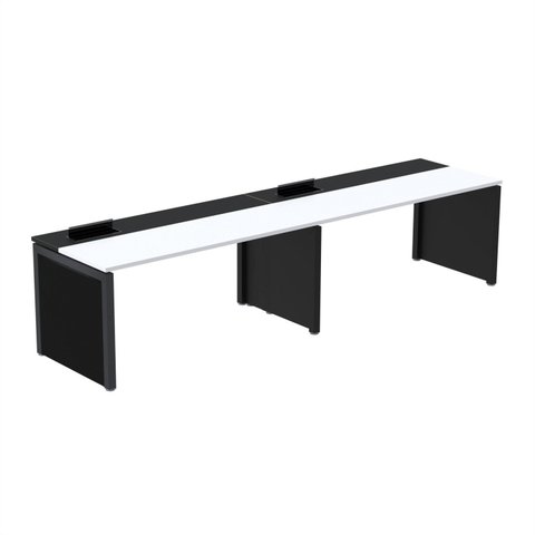 Mesa de Plataforma Simples para 2 Pessoas Corporativa 140x792/2P PSCPP140/792/2P Branco/Preto