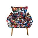 Ver imagem 1 de Poltrona Opala Suede Estampado Romero Britto Pés Palito