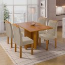 Ver imagem 1 de Conjunto Sala de Jantar 4 Lugares Retangular Tampo MDF com Mesa e Cadeiras Carol