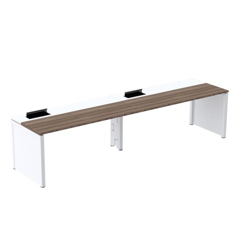 Mesa de Plataforma Simples para 2 Pessoas Corporativa 140x792/2P PSCPP140/792/2P Marrom/Walnut/Branco