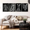 Ver imagem 1 de Kit 4 Quadros Decorativos Zebras 24x18cm - com Vidro:madeira Preta
