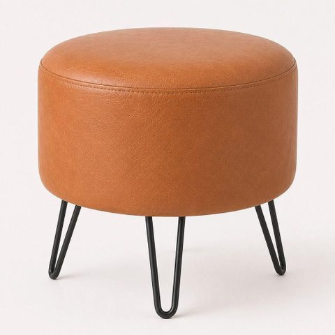 Puff Redondo Yuna Courino Revestimento Sintético Caramelo Sallar Home 40cm
