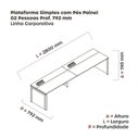 Ver imagem 3 de Mesa de Plataforma Simples para 2 Pessoas Corporativa 140x792/2P PSCPP140/792/2P Cinza