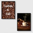 Ver imagem 2 de Kit 2 Quadros Cantinho Do Café Fotografia 24x18cm - com vidro:Madeira preta