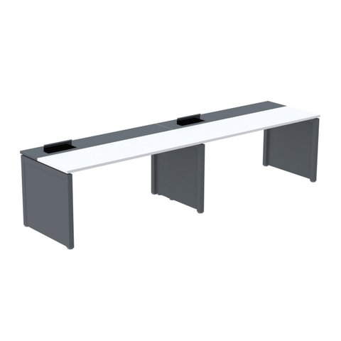 Mesa de Plataforma Simples para 2 Pessoas Corporativa 140x792/2P PSCPP140/792/2P Branco e Cinza