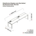 Ver imagem 3 de Mesa de Plataforma Simples para 2 Pessoas Corporativa 140x792/2P PSCPP140/792/2P Marrom/Walnut/Grafito