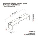Ver imagem 3 de Mesa de Plataforma Simples para 2 Pessoas Corporativa 150x792/2P PSCPP150/792/2P Branco/Preto