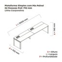 Ver imagem 3 de Mesa de Plataforma Simples para 2 Pessoas Corporativa 150x792/2P PSCPP150/792/2P Cinza/Grafito/Preto