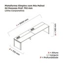 Ver imagem 3 de Mesa de Plataforma Simples para 2 Pessoas Corporativa 150x792/2P PSCPP150/792/2P Marrom/Walnut/Preto