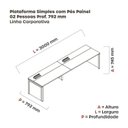 Ver imagem 3 de Mesa de Plataforma Simples para 2 Pessoas Corporativa 150x792/2P PSCPP150/792/2P Branco