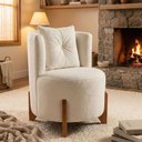 Ver imagem 1 de Poltrona Decorativa Orgânica Curva Luna Boucle Off White - Montanaris Decor