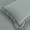 Ver imagem 4 de Kit Cobre Leito Colcha Casa Scarpa Maison Queen C/ Babado Percal 300 Fios 3 Peças - Cinza
