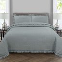 Ver imagem 2 de Kit Cobre Leito Colcha Casa Scarpa Maison Queen C/ Babado Percal 300 Fios 3 Peças - Cinza