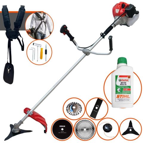 Roçadeira Robusta Anmax Cg520p 52cc 2,2hp 10.000rpm com 6 Opções de Cortes + Óleo Stihl 2t